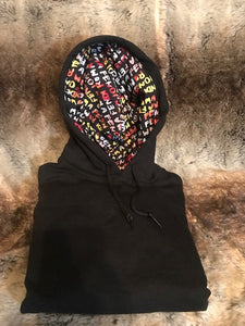 The Labels: Black Hoodie with Multicolor Words