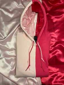 Split Satin Lined Hoodie: Tickled Pink
